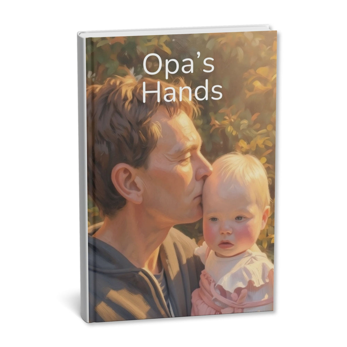 personalised hardcover keepsake book for Opa featuring a family photo illustration.