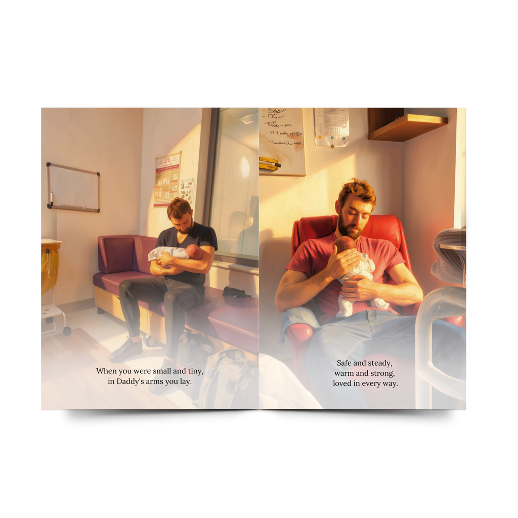 Personalised Daddy's arms storybook page created from family photos